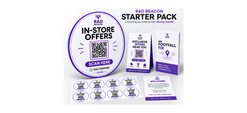 The Beacon Starter Pack — window decal, table talker, welcome guide and QR stickers, everything you need to start driving footfall.